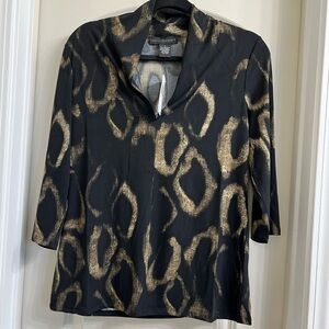 Grace Elements Black and Gold Patterned Top